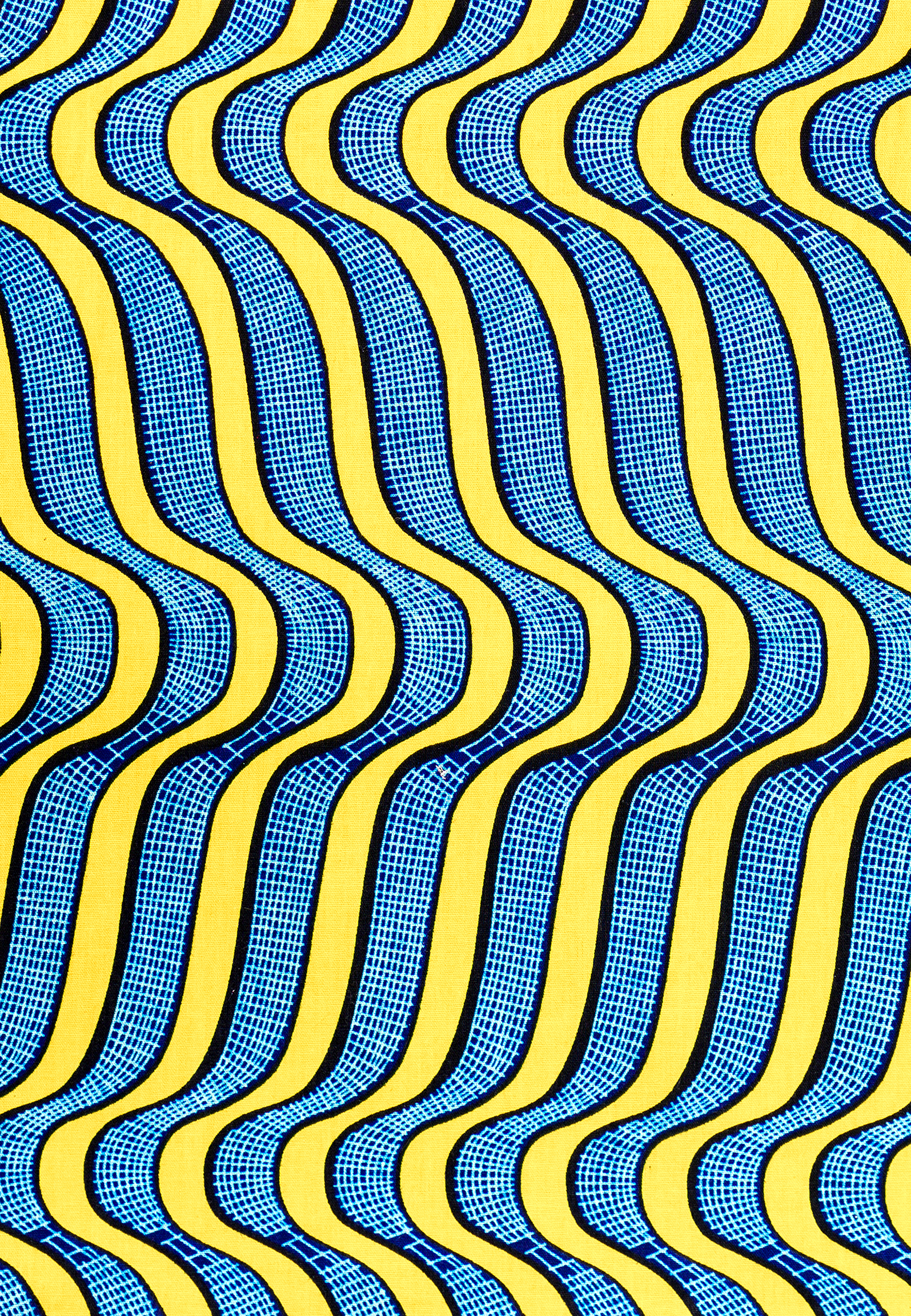 Motifs wax graphiques pour tote bag jaune et bleu