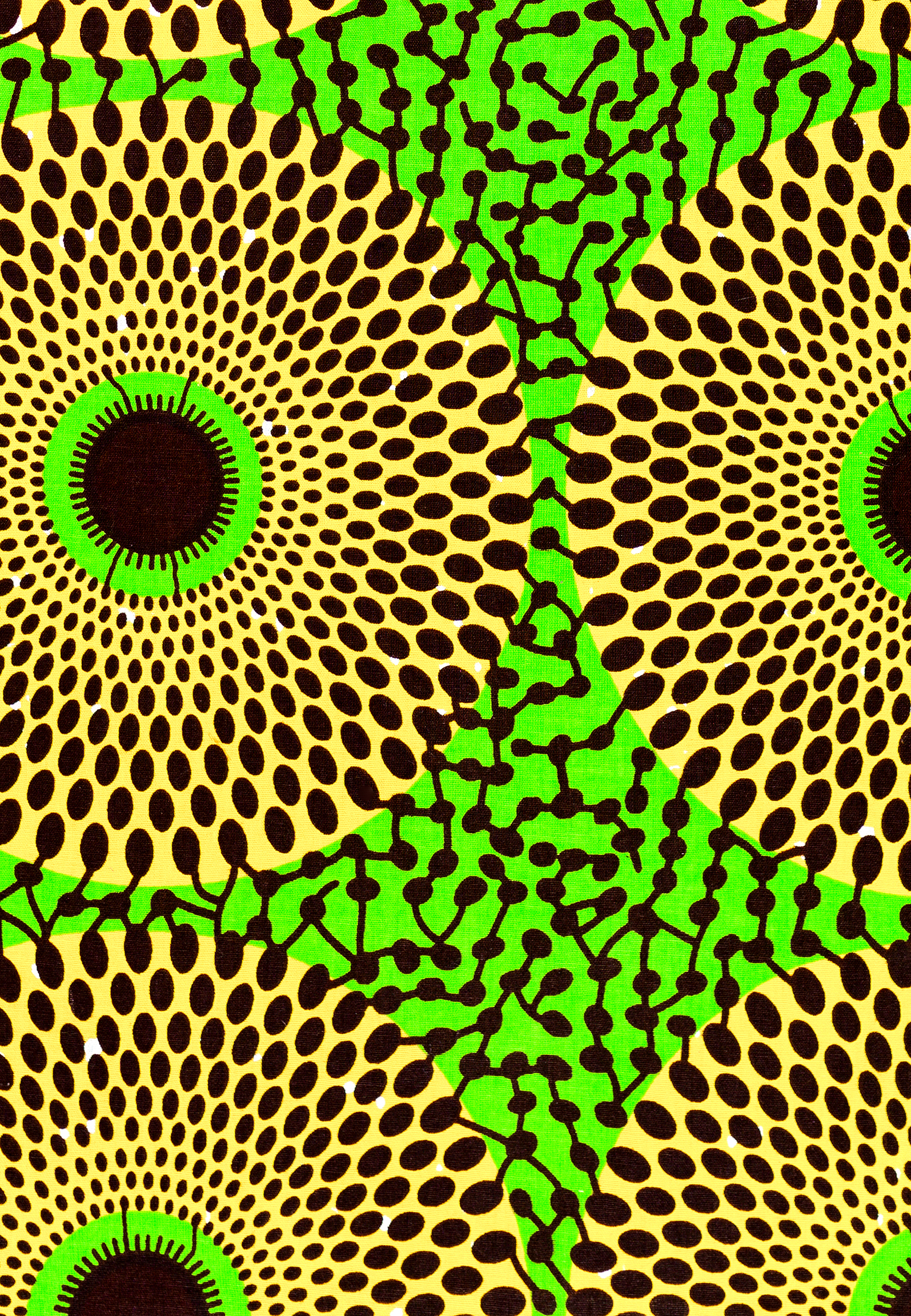 Le motif emblématique Wax disque ici sur un sac en tissu 